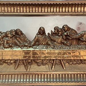Home Interiors Bronze Wall Mirror with Last Supper Design